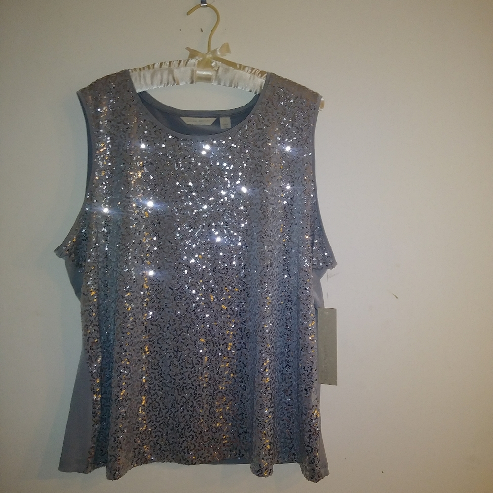 Laura Ashley woman's Silver Sequin Top